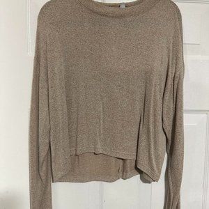 Z By Bella Womens Long Sleeve Shirt Top Pullover Crewneck Butter Soft Tan Small